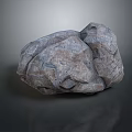 3D Rendered Natural Rough Stone Rock with Dark Reflective Background Surface