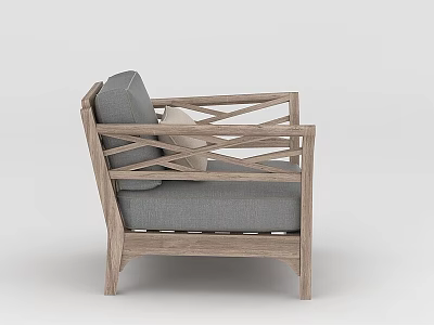 Tech Exhibition Hall Display Modern Wooden Frame Chair With Cross Arm And Gray Cushion 3d model