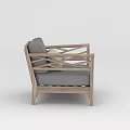 Tech Exhibition Hall Display Modern Wooden Frame Chair With Cross Arm And Gray Cushion