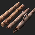 Natural Stone And Wood Logs With Rough Bark Texture For Rustic Home Decor Projects 3d model