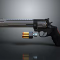 Fortishawk Revolver With Black Silver Finish Long Barrel Bullets And Red Accent Grip