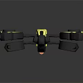 Futuristic Black And Yellow Spacecraft With Mechanical Arms And Blue Lights For Space Exploration