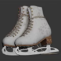 Elegant White Ice Skates With Floral Embroidery Cream Laces Red Lining And Metal Blades