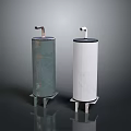 Other Industrial Cylindrical Containers With Green And White Bodies Base Stands And Top Valves