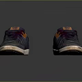 Casual Sports Shoes With Dark Blue Purple Orange Accents White Sole And Purple Laces