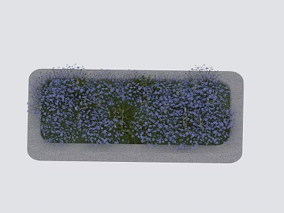 Roadside Planter with Purple Flowers and Greenery for Urban Road Facilities 3d model