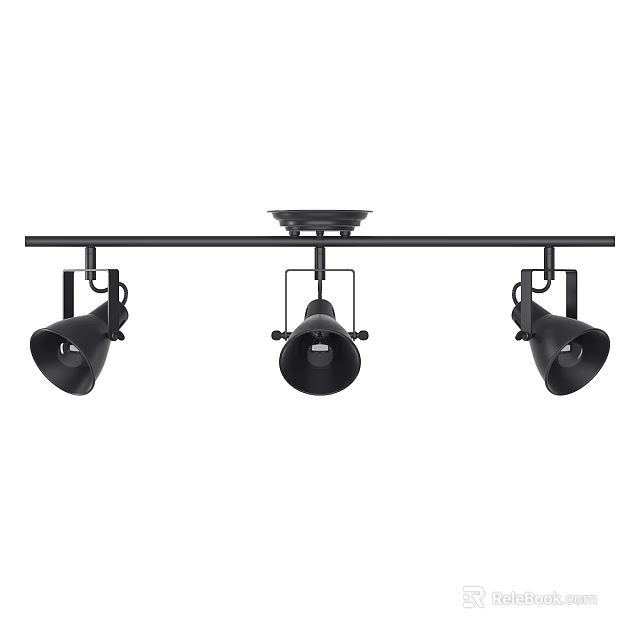 Modern Black Track Spotlights With Three Adjustable Heads For Home Interior Lighting Design 3d model
