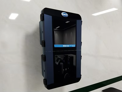Wall Mounted Industrial Equipment With Digital Display And Secure Casing In Modern Setting 3d model