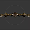 Character Holding Golden Mythical Creature Weapon With Green Glowing Eyes And Spiked Wings