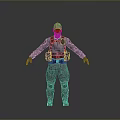 3D Rendered Tactical Character In Gray Military Outfit With Helmet And Red Goggles