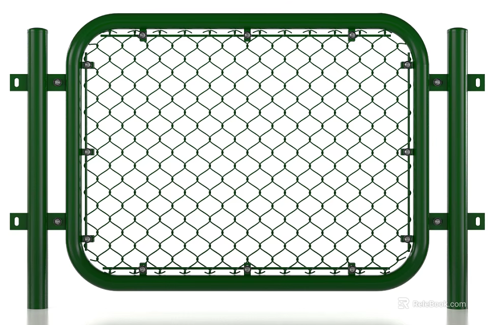 Green Metal Mesh Fence With Sturdy Frame For Outdoor Security Use 3d model 