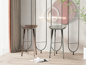 Modern Bar Chair Acrylic Bar Stool Combination 3d model