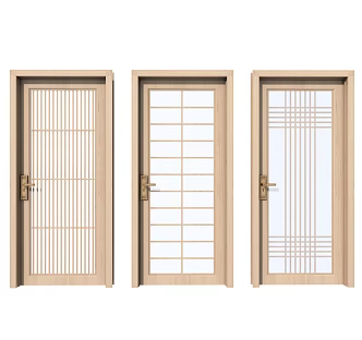 Japanese-style swing door original wooden door single door 3d model
