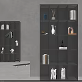 Modern Black Bookcase With Cube Shelves Holding Books Decorative Vases And Ornaments