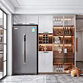 Modern Wooden Wine Cabinet Interior Design With Wine Bottles And Decorative Items