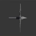 Mechanical Trident Weapon With Sharp Edges And 3D Metallic Model Design