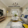 Modern Dining Living Room Interior Design With White Cabinets Glass Doors And Marble Table