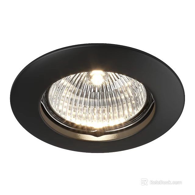 Modern Black Recessed Downlight Spotlight With Transparent Shade And Illuminated Design 3d model 