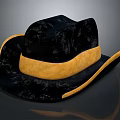 Classic Stylish Black Velvet Hat With Yellow Band For Daily Use