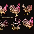 2D Silhouette Rooster Pattern Decorative Pendants with Artistic Design for Home Decor