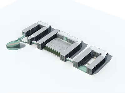 Modern Commercial Complex Architectural Design With Connected Buildings Glass Facade And Open Plaza 3d model