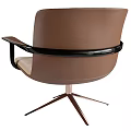 Stylish Leather Armchair With Brown And Beige Upholstery Dark Wooden Armrests Metal Spider Legs Design