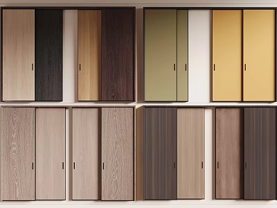 Stylish Sliding Doors With Various Wood Finishes And Color Options For Home Interior 3d model