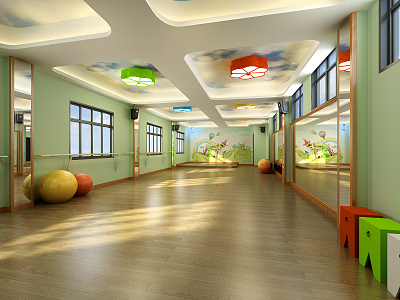 Modern Dance Studio Children's Dance Room 3d model