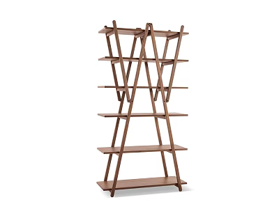Stylish Modern Wooden Bookcase With Multiple Open Shelves And Contemporary Design 3d model