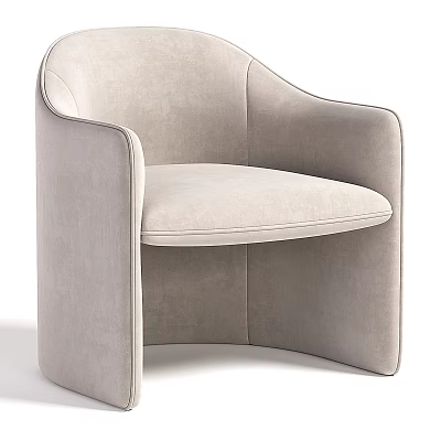 Modern Accent Chair With Light Gray Fabric Upholstery And Curved Arms Design 3d model