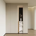 Modern Entryway Cabinet And Side Cabinet With Marble Top And Decorative Vase