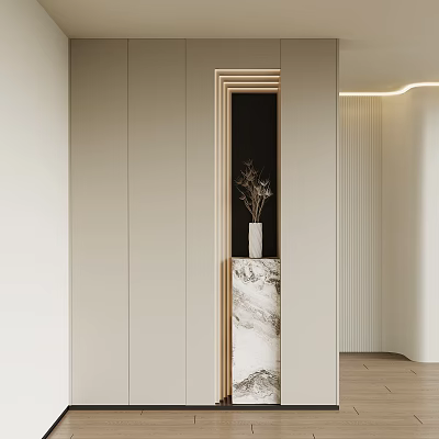 Modern Entryway Cabinet And Side Cabinet With Marble Top And Decorative Vase 3d model