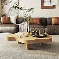 Cloud Table Solid Wood Living Room Sofa Scene Modern Simple Style 3d model