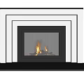Modern Fireplace Design With White Frame Black Door And Burning Flames 3d model
