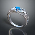 Metal Crafting Tools Make Silver Ring With Blue Gemstone And Hollow Pattern 3d model