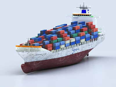 Sophie Container Ship With White And Red Hull Loaded With Colorful Containers 3d model