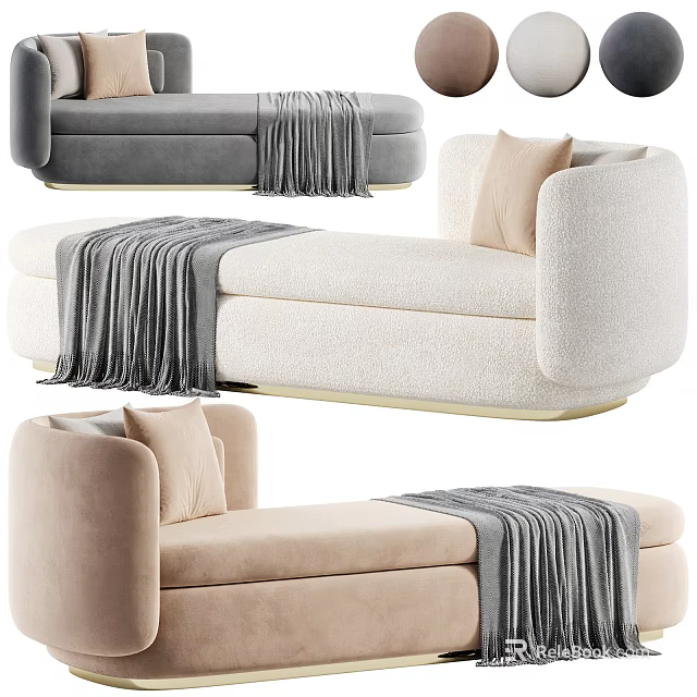 Modern Cozy Sofas In Gray Beige And Light Brown With Pillows And Throw Blankets 3d model