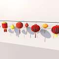 Colorful Chinese Lanterns Hanging On String With Various Colors And Patterns As Daily Living Items