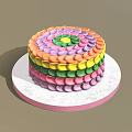 Colorful Layered Cake With Round Petal Decorations On White Plate Pink Base
