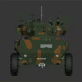 Military Wheeled Armored Tank Featuring Camouflage Paint Turret And Antennas