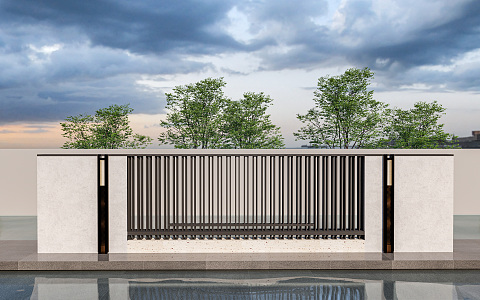 Modern landscape wall landscape wall community wall landscape wall wrought iron wall 3d model