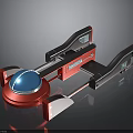 Cosmic Spaceship Design With Red And Black Frame And Blue Central Sphere