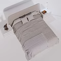 Light Gray Children's Bed Striped Bedding Upholstered Headboard White Nightstands Animal Decor Lamp And Book