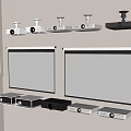 Projection Monitoring Device Display With Various Projectors And Projection Screens Showing Content Examples