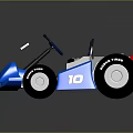 Blue and White Toy Go-Kart With Large Wheels And Number 10 Design