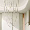 Modern Duplex Living Room Interior With High Ceiling And Crystal Chandelier
