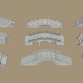 Various White Bridge Architectural Models With Different Arch Designs And Structures 3d model