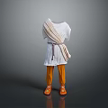 Fashionable Outfit Display With White Top Orange Pants Beige Brown Striped Shawl And Orange Shoes