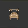 Golden Tank Model With Metallic Texture Shiny Surface Detailed Tracks And Turret