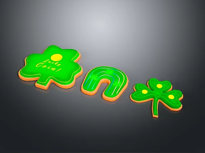 Small Wooden Accent Table With Green Clover And Horseshoe Good Luck Decor 3d model